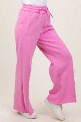 Pink Exposed Seam Wide Leg Sweatpants