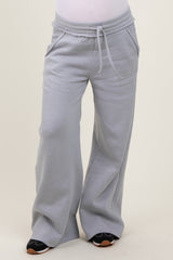 Heather Grey Exposed Seam Wide Leg Maternity Sweatpants