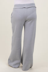 Heather Grey Exposed Seam Wide Leg Maternity Sweatpants