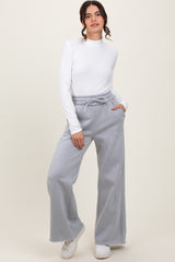 Heather Grey Exposed Seam Wide Leg Sweatpants