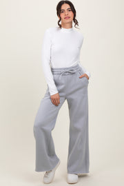 Heather Grey Exposed Seam Wide Leg Sweatpants