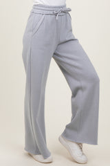 Heather Grey Exposed Seam Wide Leg Sweatpants