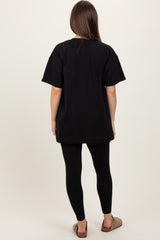 Black Oversized Crewneck Short Sleeve and Legging Maternity Set