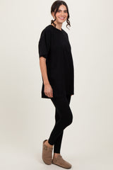 Black Oversized Crewneck Short Sleeve and Legging Set