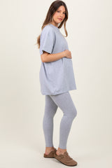 Heather Grey Oversized Crewneck Short Sleeve and Legging Maternity Set