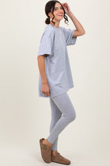 Heather Grey Oversized Crewneck Short Sleeve and Legging Set