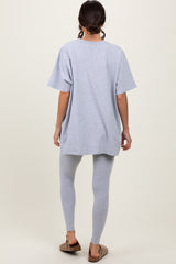 Heather Grey Oversized Crewneck Short Sleeve and Legging Set