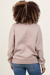 Beige Basic Fleece Crewneck Maternity Sweatshirt