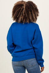 Royal Blue Basic Fleece Crewneck Maternity Sweatshirt