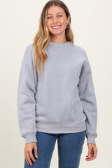 Heather Grey Basic Fleece Crewneck Maternity Sweatshirt