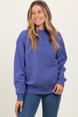 Periwinkle Basic Fleece Crewneck Maternity Sweatshirt