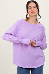 Lavender Heather Exposed Seam Long Sleeve Top