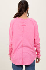 Fuchsia Heather Exposed Seam Long Sleeve Top