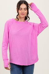 Pink Heather Exposed Seam Long Sleeve Maternity Top