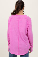 Pink Heather Exposed Seam Long Sleeve Top