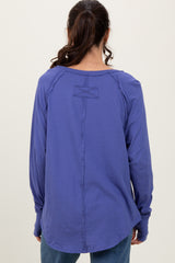 Periwinkle Exposed Seam Long Sleeve Top