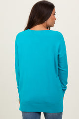 Jade Front Seam V-Neck Side Slit Maternity Sweater