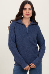 Navy Half Zip Pullover Sweater