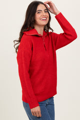 Red Half Zip Pullover Sweater