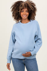 Light Blue Fleece Maternity Sweatshirt