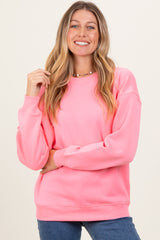 Pink Fleece Crew Neck Relaxed Fit Maternity Sweatshirt