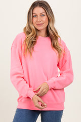 Pink Fleece Crew Neck Relaxed Fit Sweatshirt