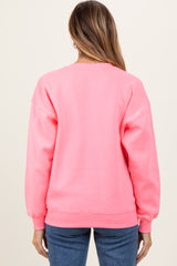 Pink Fleece Crew Neck Relaxed Fit Sweatshirt