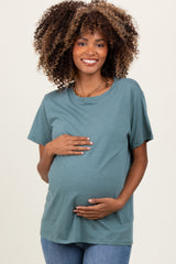 Light Olive Basic Maternity Tee