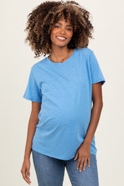 Blue Basic Maternity Tee