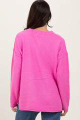 Pink Diamond Knit Button Detail Sweater