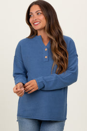 Denim Diamond Knit Button Detail Maternity Sweater