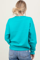 Turquoise Basic Fleece Crewneck Sweatshirt