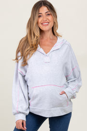 Heather Grey Oversized Raw Hem Maternity Hoodie