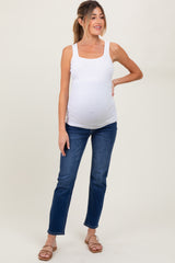 Navy Blue Dark Wash Slim Straight Maternity Jeans