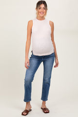 Blue Medium Wash Slim Straight Maternity Jeans