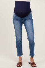 Blue Medium Wash Slim Straight Maternity Jeans