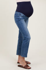 Blue Medium Wash Slim Straight Maternity Jeans