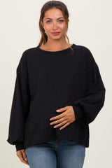 Black Solid Long Sleeve Heart Patch Maternity Top