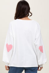 Ivory Solid Long Sleeve Heart Patch Top