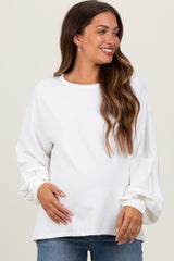 Ivory Solid Long Sleeve Heart Patch Maternity Top