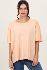 Peach Solid Tri-Blend Short Sleeve Tunic Top