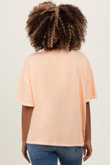 Peach Solid Tri-Blend Short Sleeve Maternity Tunic Top