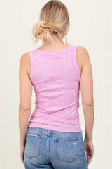 Pink Heather Ribbed Scoop Neck Tank