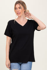 Black Oversized V-Neck Short Sleeve Tee