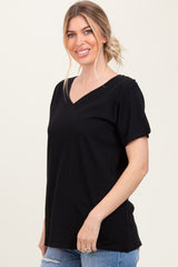 Black Oversized V-Neck Short Sleeve Tee