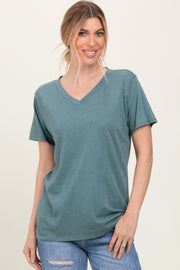 Light Olive Oversized V-Neck Short Sleeve Tee