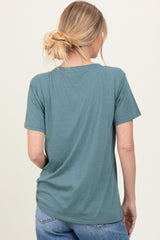 Light Olive Oversized V-Neck Short Sleeve Tee