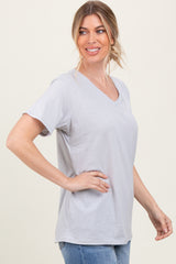 Heather Grey Oversized V-Neck Short Sleeve Tee