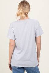 Heather Grey Oversized V-Neck Short Sleeve Tee