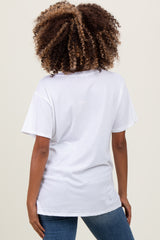 White Oversized V-Neck Short Sleeve Maternity Tee